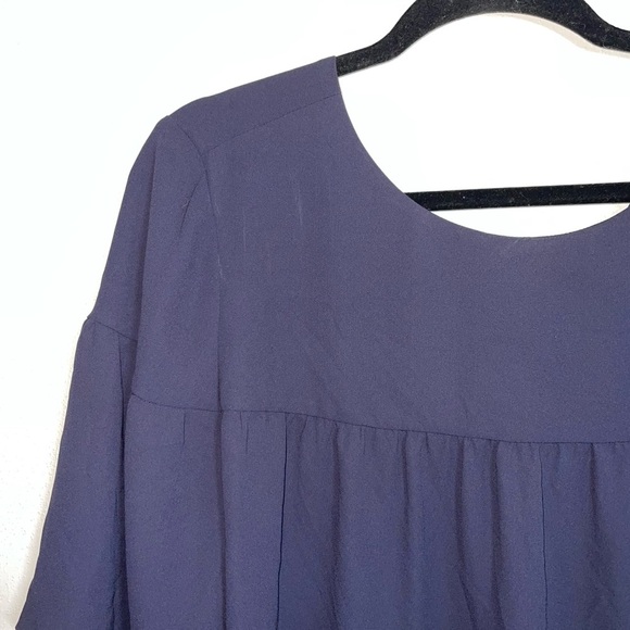 Ann Taylor Navy Blue Flare Sleeve Tie Back Blouse Medium Women’s - Picture 3 of 11